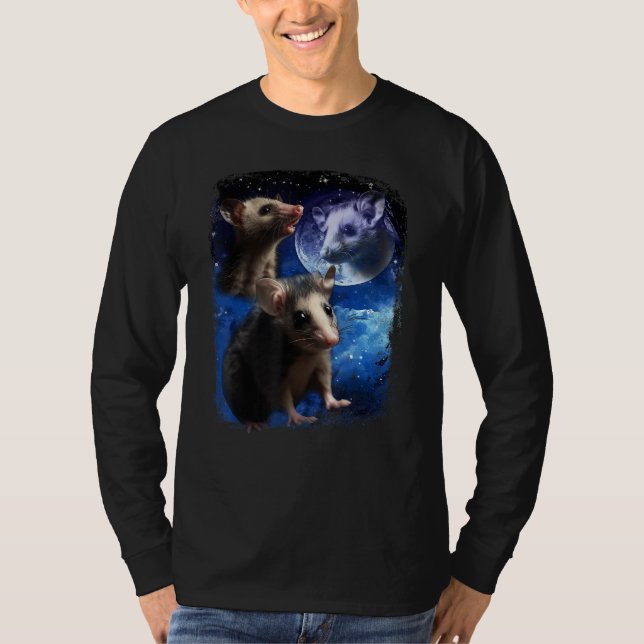 Camiseta Opossum Moon and Three  pet baby Possums meme Vint (Anverso)