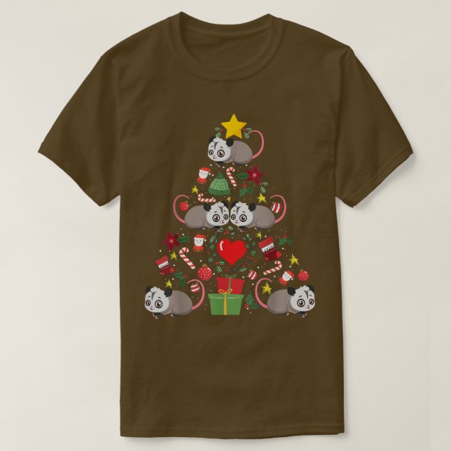 Camiseta Opossum Possum Árbol de adorno navideño divertido (Diseño del anverso)