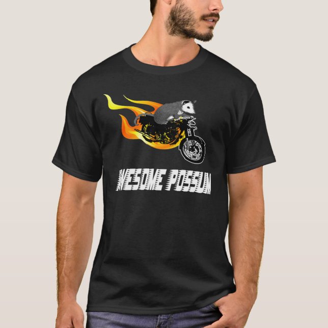 Camiseta Oposum impresionante del jinete de la bici (Anverso)