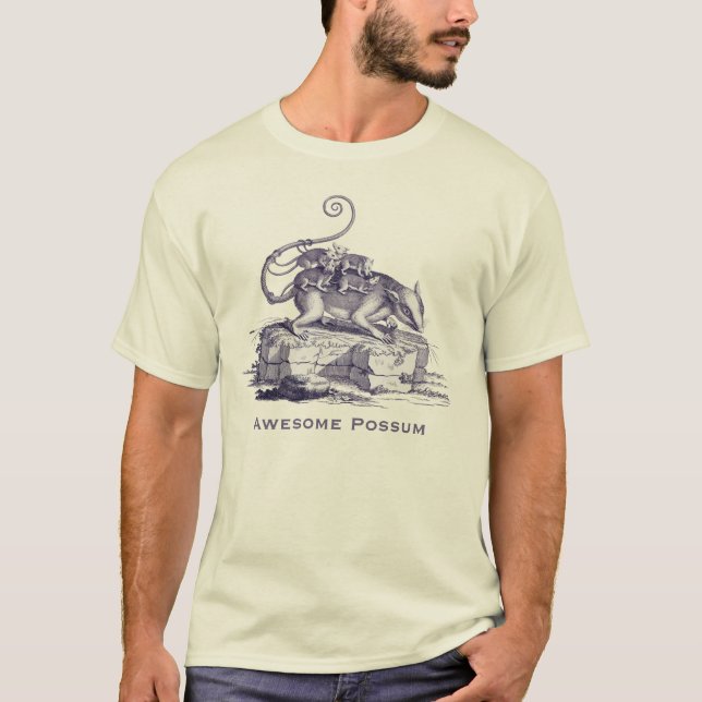 Camiseta Oposum impresionante - Opossom con los bebés (Anverso)