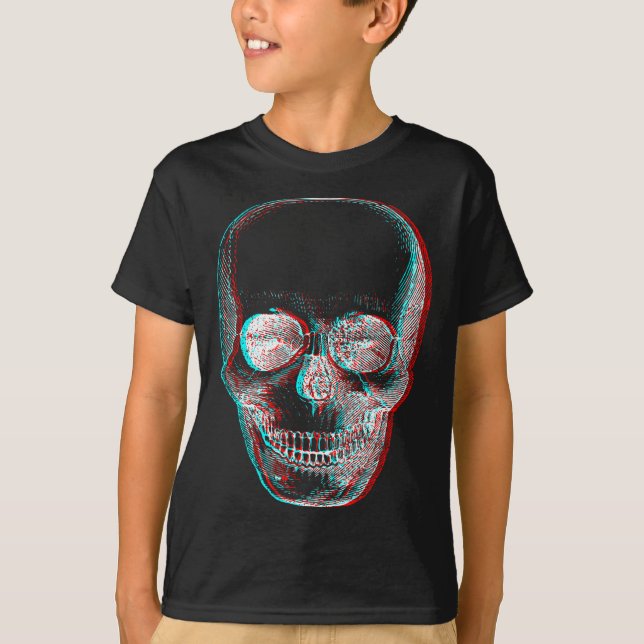 Camiseta Optical Illusion Halloween Skeleton Skull  (Anverso)