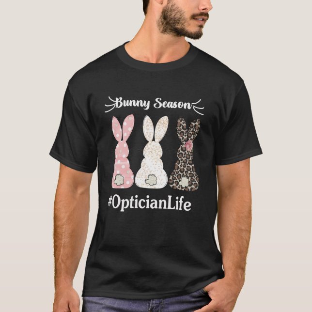 Camiseta Optician Life Bunny Season Leopard Skin Happy East (Anverso)