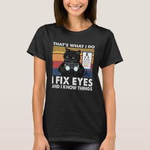 Camiseta Óptico Gato Negro Eso Es Lo Que Hago Arreglar Ojos