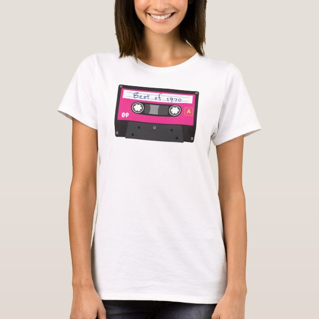 Camiseta Óptima cinta negra y rosa de 1970 (Anverso)