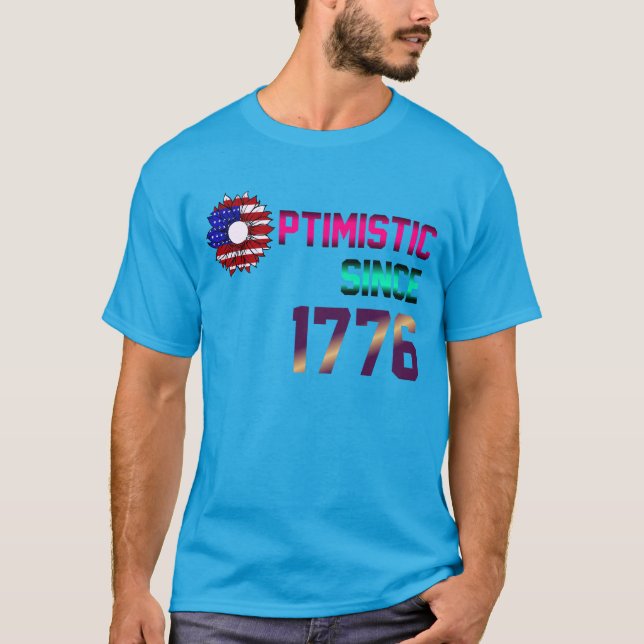 Camiseta Optimista desde 1776 Bandera de Estados Unidos 4 d (Anverso)