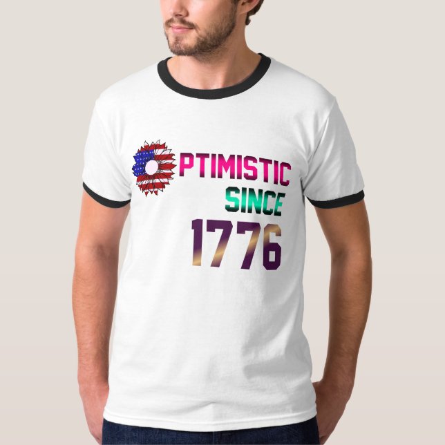 Camiseta Optimista desde 1776 Bandera de Estados Unidos 4 d (Anverso)