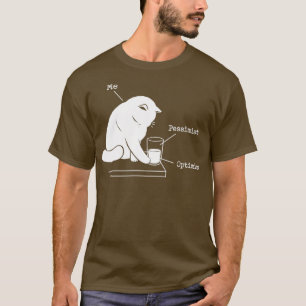 Camiseta Optimista gráfico de vidrio y gato pesimista graci