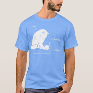 Camiseta Optimista gráfico de vidrio y gato pesimista graci