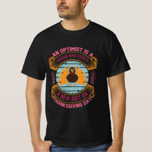 Camiseta Optimista Humor de Acción de Gracias Diseño Vintag