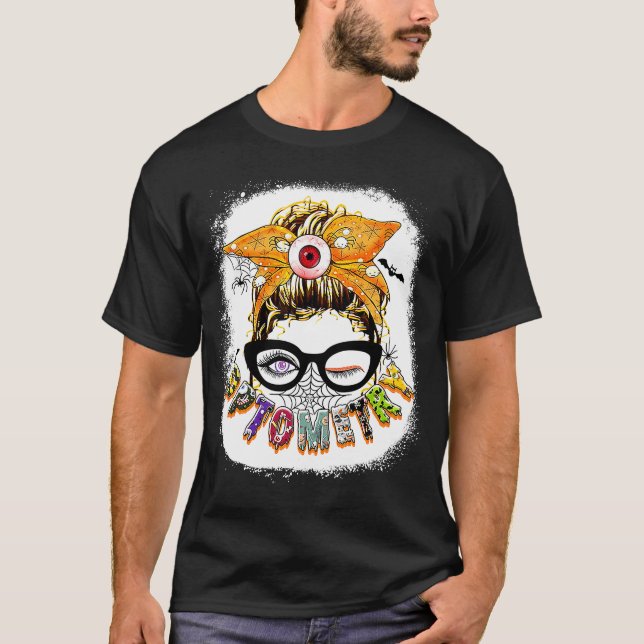 Camiseta Optometría Gafas De Bun Desordenadas Halloween Ble (Anverso)