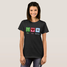 Camiseta Optometrist Peace Love Optometry Blue Eye Médica