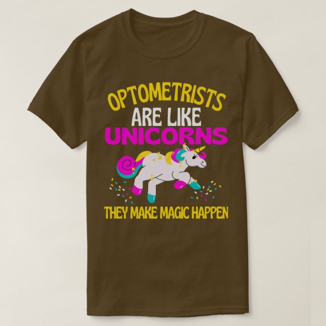 Camiseta Optometrista Unicornio Magnífica Optometría (Diseño del anverso)
