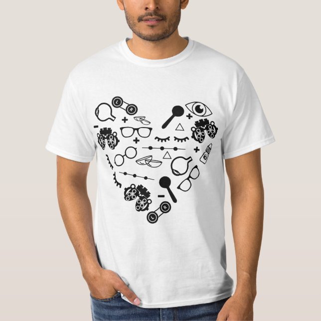 Camiseta Optometry Symbols Heart Eyeglasses Spectacles Opti (Anverso)