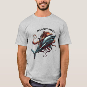 Camiseta Opulpo gigante abrazando un enorme URM de tiburón 