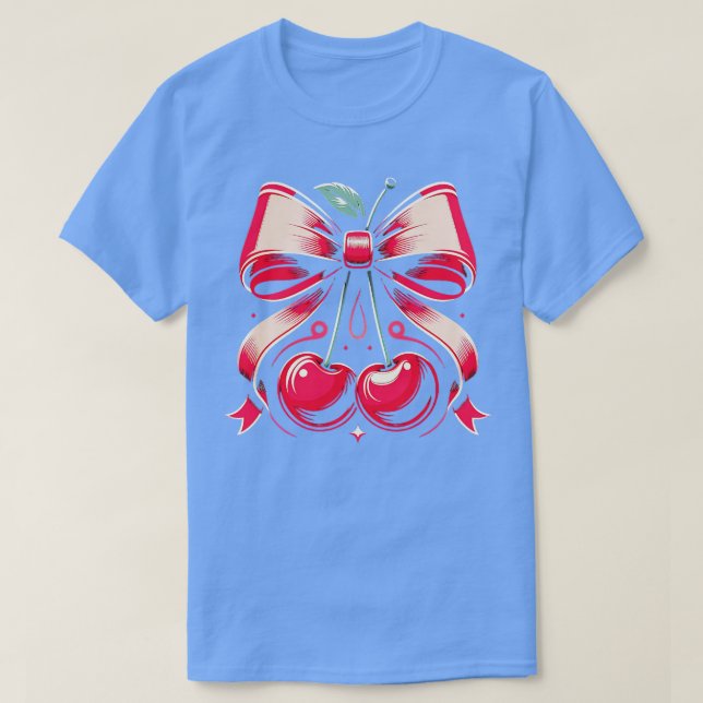 Camiseta oquette Bows con cerezas Cute Coquette chica (Diseño del anverso)