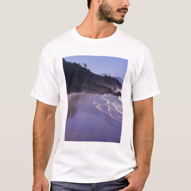 Camiseta OR, Ecola SP, Indian Beach con niebla matutina (Anverso)