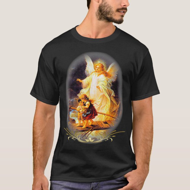 Camiseta Oración    católica Ángel de Guardian a la espalda (Anverso)