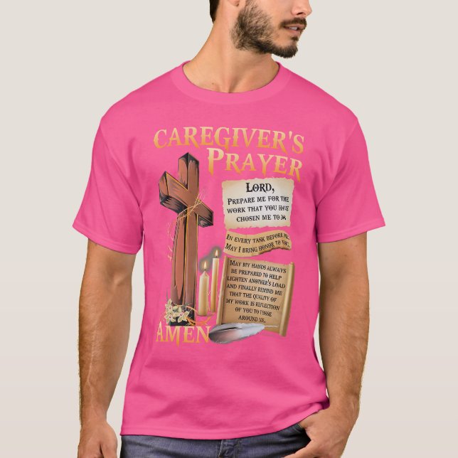 Camiseta Oración De Cuidador Cruz Cristiana Fe Esperanza Am (Anverso)