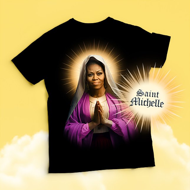 Camiseta Oración de Santa Michelle Obama (Patron Saint Michelle Obama Devotional Prayer T-Shirts, Stickers and Gifts)