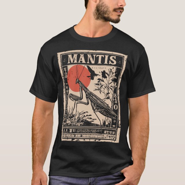 Camiseta Oración Mantis Insect Ilustracion científico (Anverso)