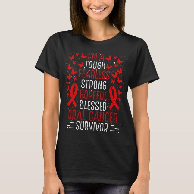 Camiseta Oral Cancer Awareness Ribbon Cancer Survivor (Anverso)