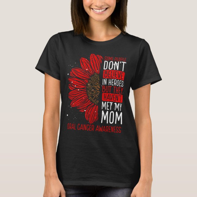 Camiseta Oral Cancer Awareness Ribbon Mom Warrior (Anverso)