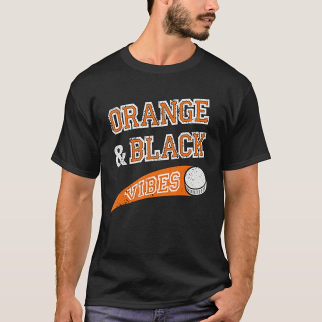 Camiseta Orange & Black Vibes Hockey Team Fan (Anverso)
