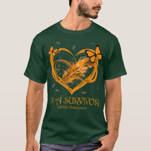 Camiseta Orange Butterfly Heart I'm A Survivor ADHD Awarene