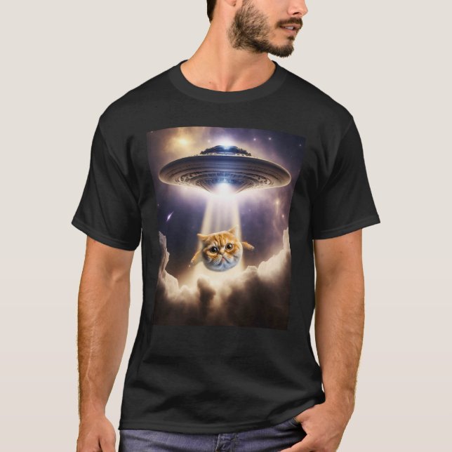 Camiseta Orange Cat UFO Space Alien  Cute Kitten Beam Up (Anverso)