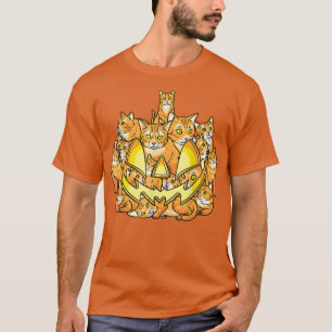 Camiseta Orange Cats Halloween Jack O Lantern Scary Pumpkin