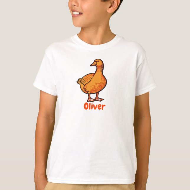 Camiseta Orange Duck Kids T-Shirt – Cute and Playful Animal (Anverso)