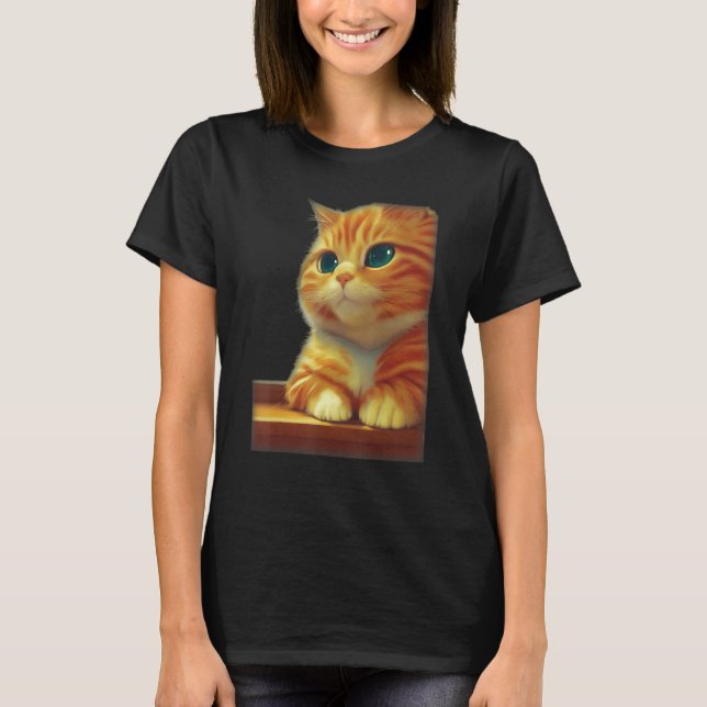 Camiseta Orange Fluffy Chonky Tabby Cat In A Bodega Eyes Cl (Anverso)