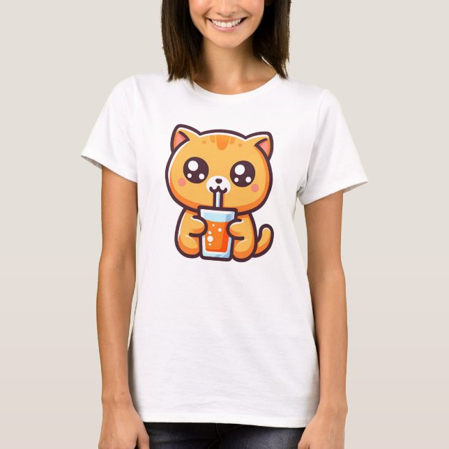Camiseta Orange Katze trinkt Orangensaft (Anverso)