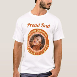 Camiseta Orange Modern Photo Proud Dad Graduation T-Shirt