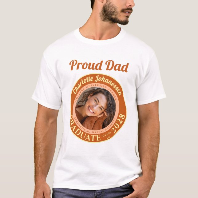 Camiseta Orange Modern Photo Proud Dad Graduation T-Shirt (Anverso)