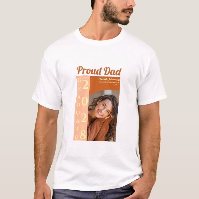 Camiseta Orange Modern Photo Proud Dad Graduation T-Shirt (Anverso)