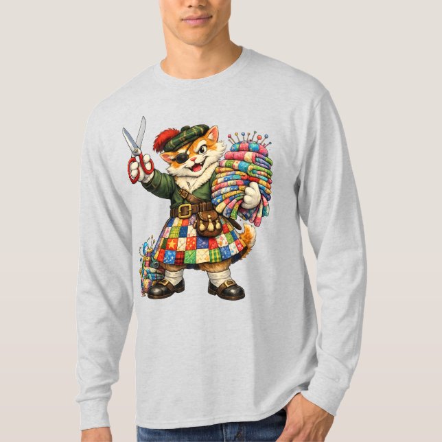 Camiseta Orange naughty kitty in quilt kilt T-Shirt (Anverso)