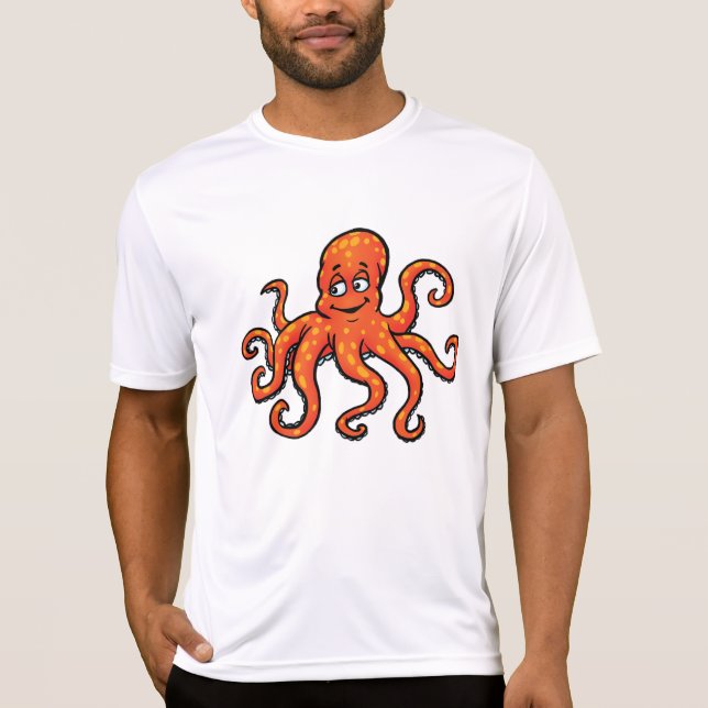 Camiseta Orange Octopus Cartoon Ocean Sea Creature (Anverso)