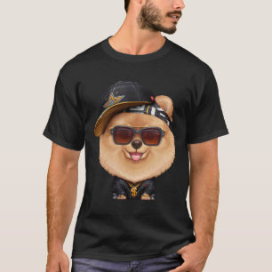 Camiseta Orange Pomeranian Hip Hop Super Star