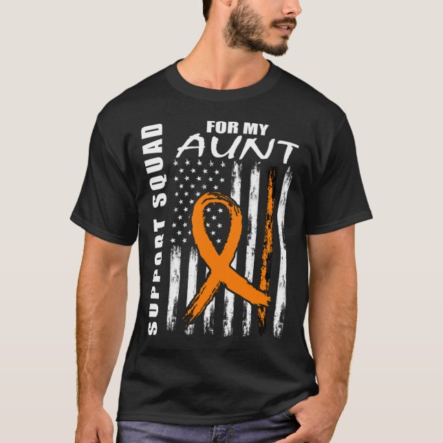 Camiseta Orange Ribbon Aunt Leukemia Awareness Usa Flag Can (Anverso)
