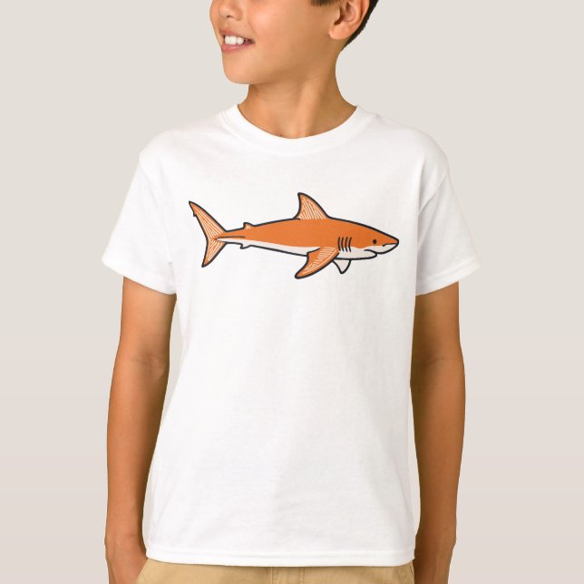 Camiseta Orange Shark Kids T-Shirt – Fun and Playful Ocean  (Anverso)