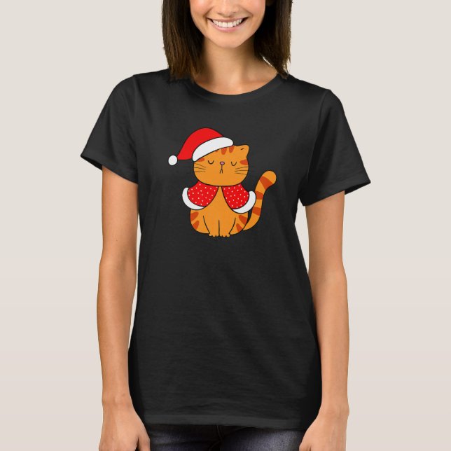 Camiseta Orange Tabby Cat Santa Hat Christmas Cat  Bah humb (Anverso)