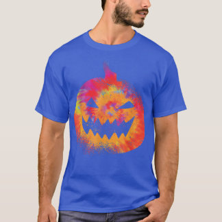 Camiseta Orange Tie Dye Pumpkin Face Jack O Lantern Hallowe