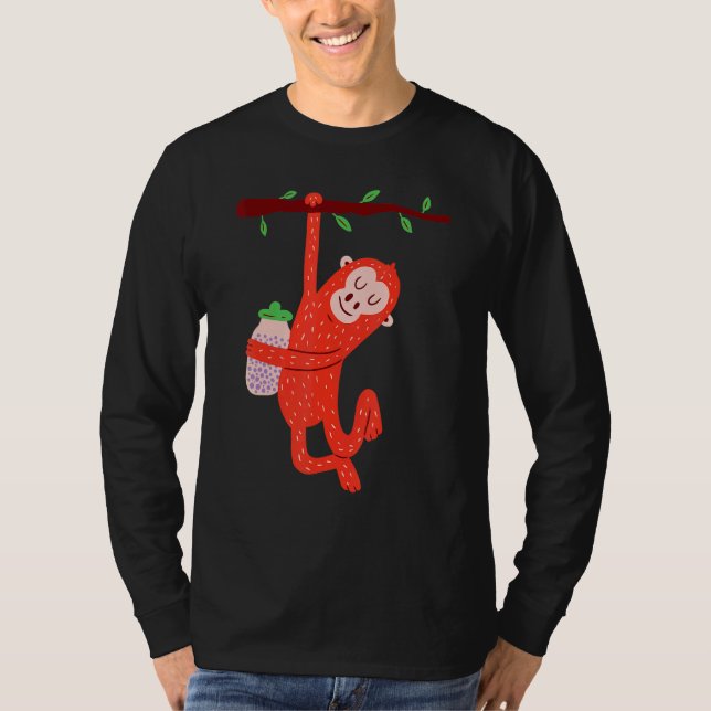 Camiseta Orangutan Chimpanzee Monkey Botella de plátano ani (Anverso)