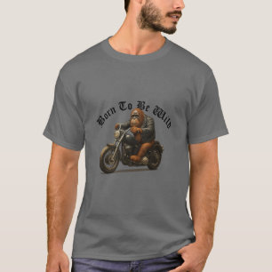 Camiseta Orangutan Gracioso En Motocicleta