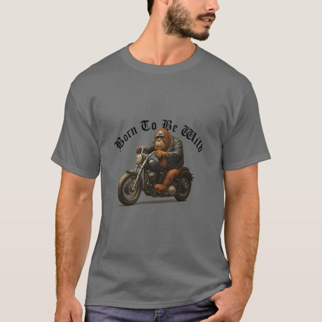 Camiseta Orangutan Gracioso En Motocicleta (Anverso)