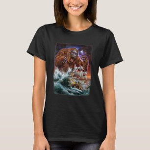 Camiseta Orangután monstruo como Kraken ataca un barco de g
