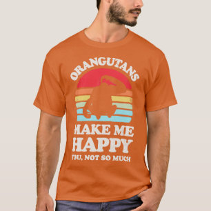 Camiseta Orangutanes me hacen feliz retro de atardecer para