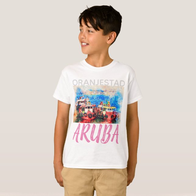 Camiseta Oranjestad Aruba, Tugboat #2, boy's (Anverso completo)