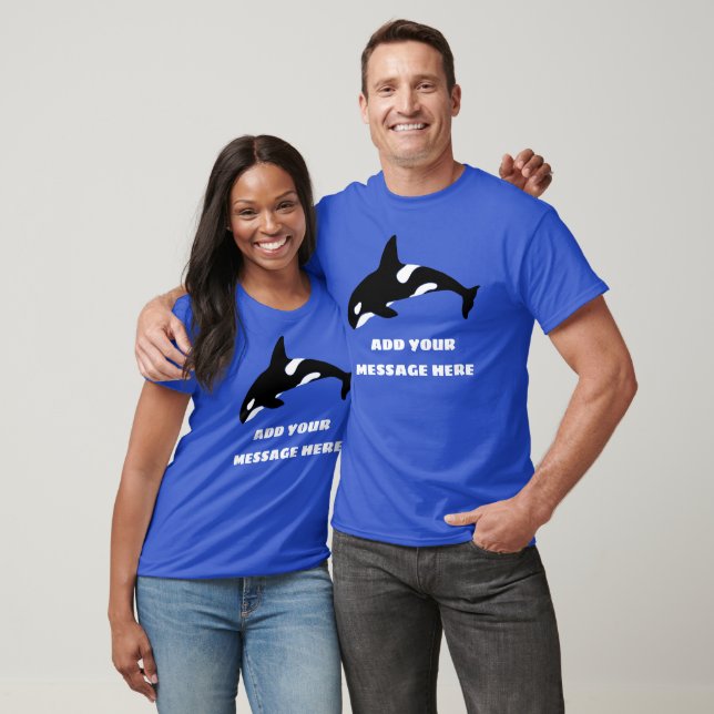 Camiseta Orca blanca y negra, mensaje de Personalizado de b (Unisexo)